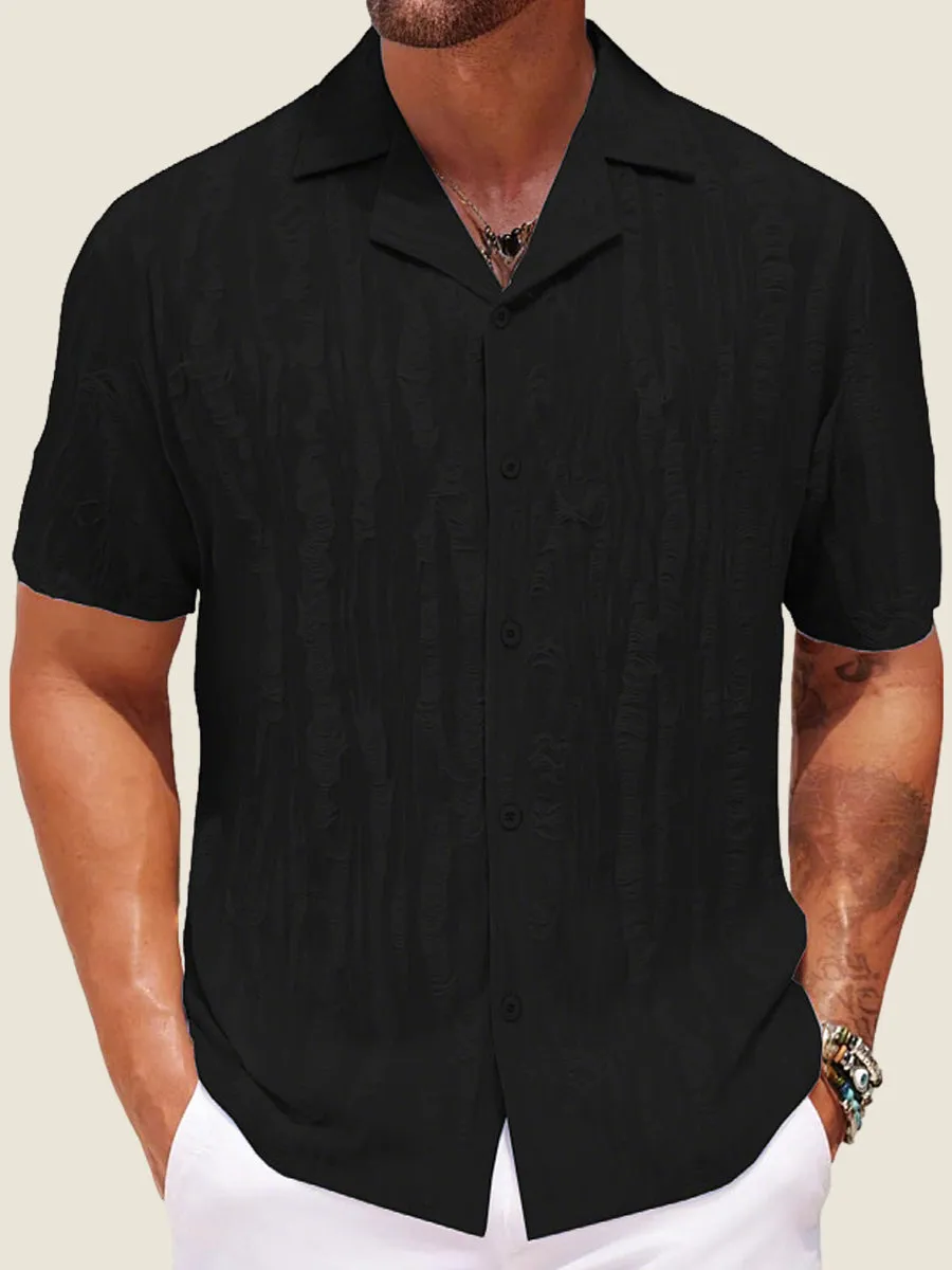 Textured Jacquard Short Sleeve Shirt