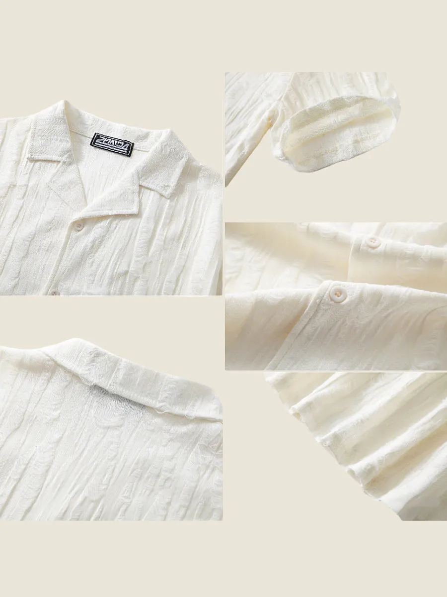 Textured Jacquard Short Sleeve Shirt