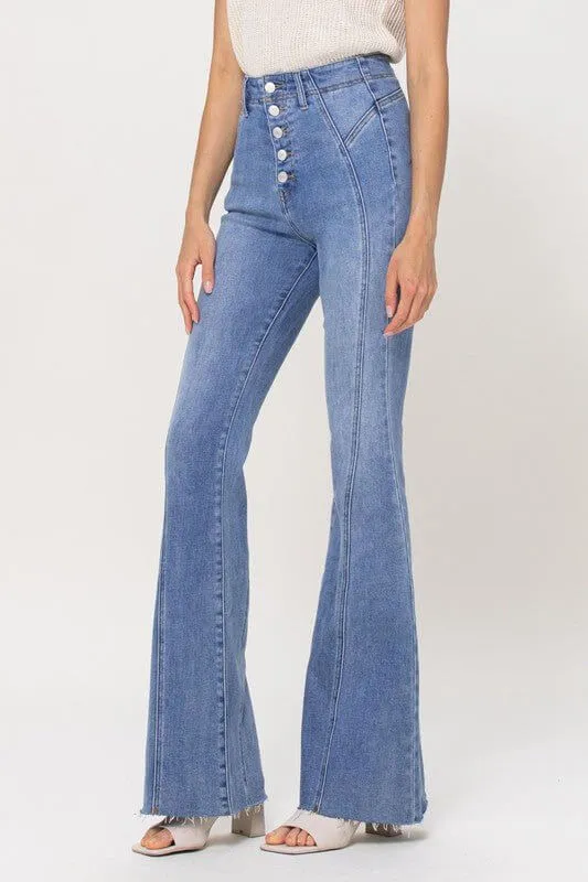 The Jessica Jeans: High Rise Stretchy Denim Flare Jeans