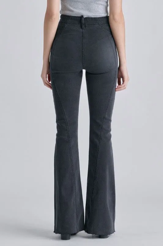 The Jessica Jeans: High Rise Stretchy Denim Flare Jeans
