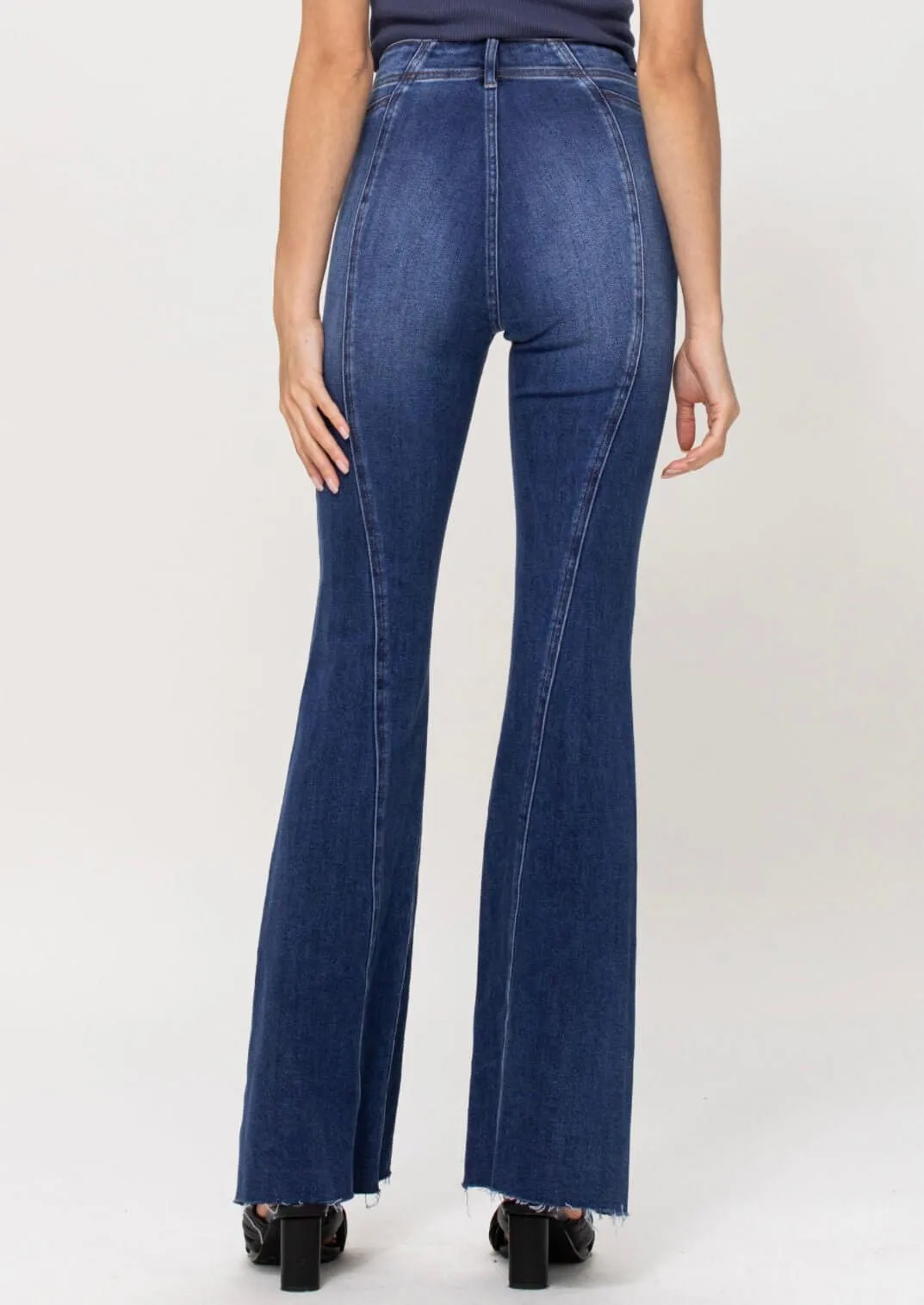 The Jessica Jeans: High Rise Stretchy Denim Flare Jeans