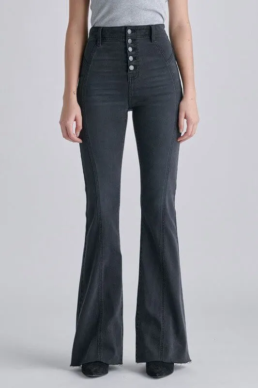 The Jessica Jeans: High Rise Stretchy Denim Flare Jeans