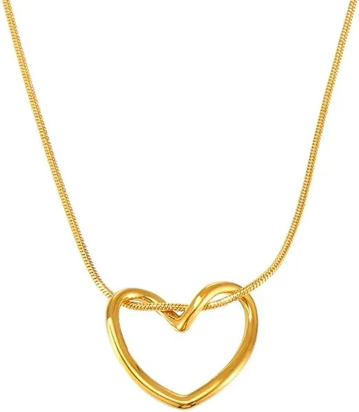 Trendy Hypoallergenic Minimalist Irregular Heart Pendant Necklaces for Women 18K Gold Plated Titanium Steel Necklace Elegant Jewelry for Everyday Wear Birthday Gifts for Women Her