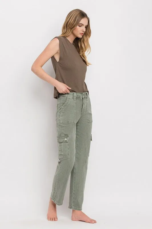 Vervet | High Rise Cargo Straight Jeans