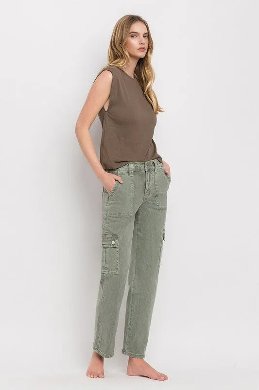 Vervet | High Rise Cargo Straight Jeans