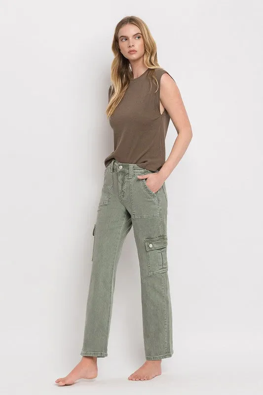 Vervet | High Rise Cargo Straight Jeans