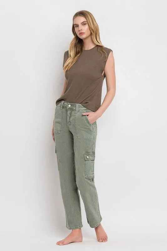Vervet | High Rise Cargo Straight Jeans