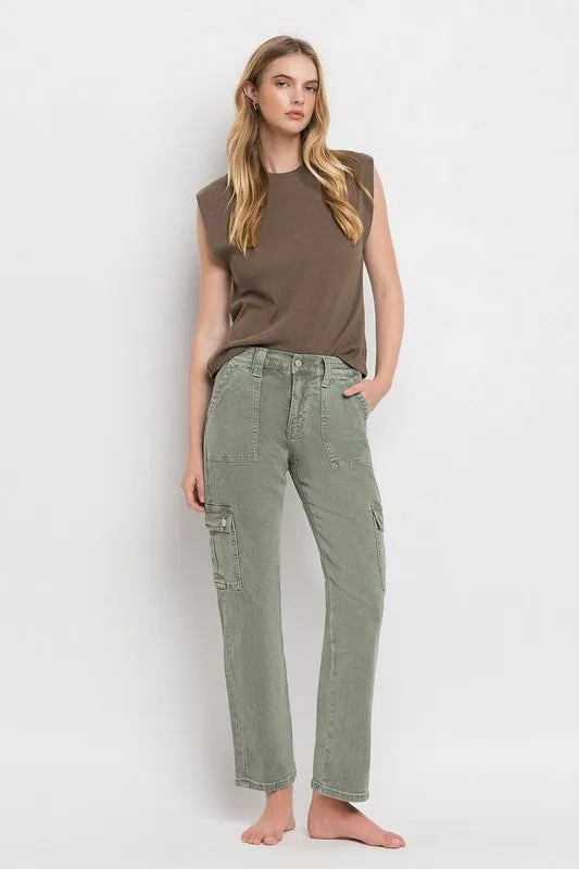Vervet | High Rise Cargo Straight Jeans
