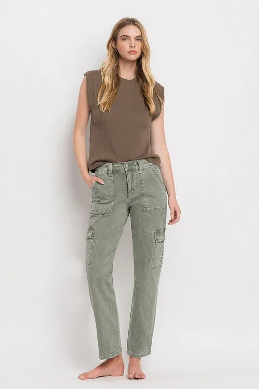 Vervet | High Rise Cargo Straight Jeans