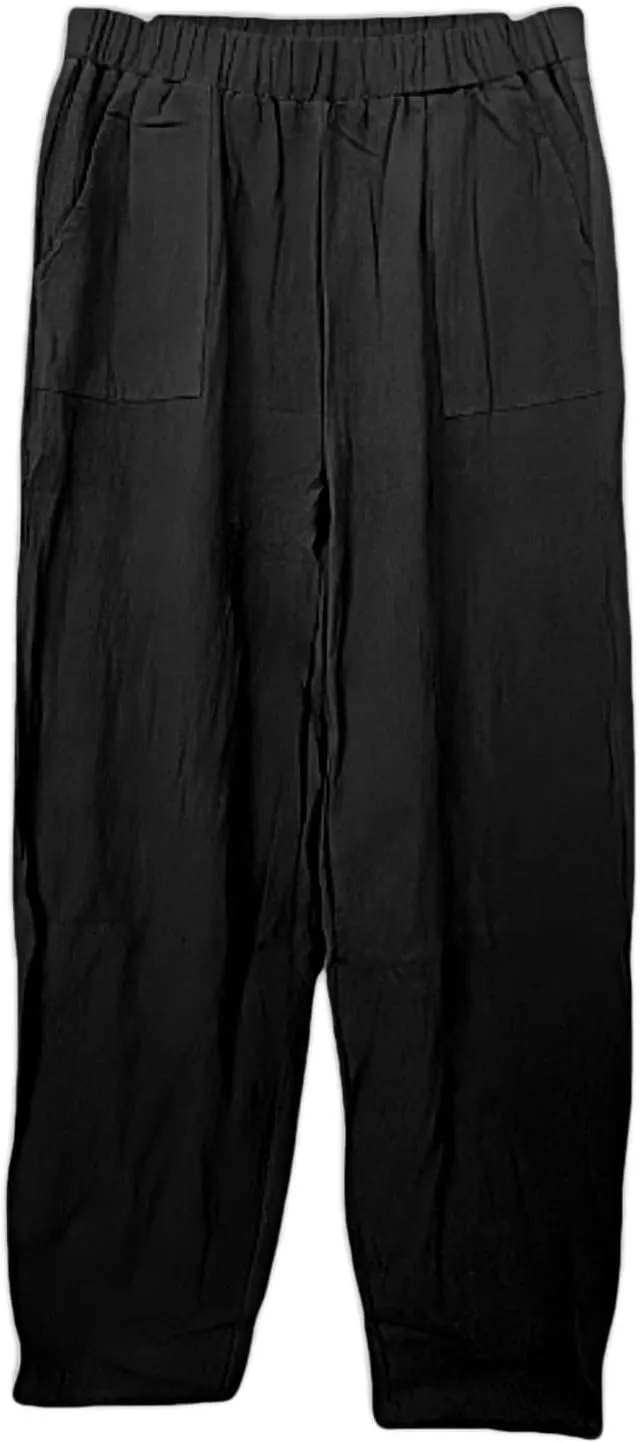 Womens Plus Size Linen Pants 2025 Casual Loose High Waisted Pants Beach Pants Summer Lounge Comfy Trousers with Pockets